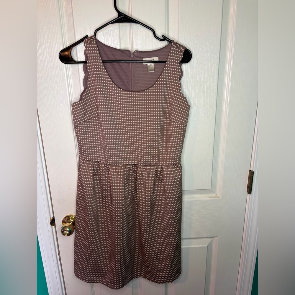LOFT Strapless Brown and White Dress